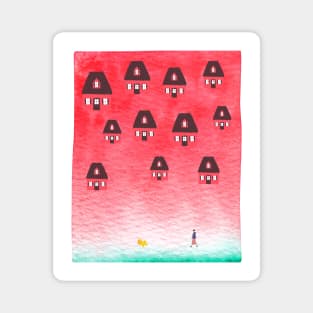 Watermelon beach house Magnet