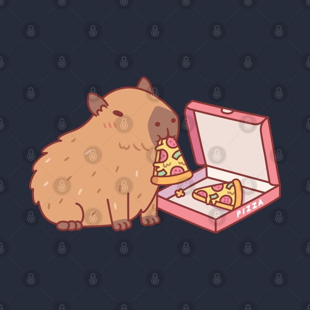 Cute Capybara Eating Pizza by rustydoodle