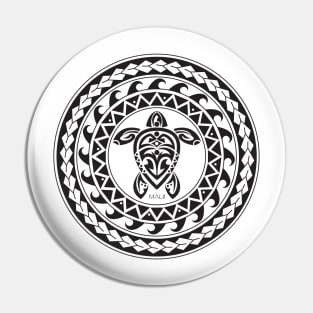 Tribal Turtle Tattoo Mandala Maui / B&W Pin