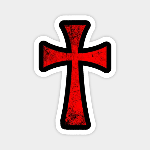 Distressed Crusader Knights Templar Cross Magnet by Wizardmode