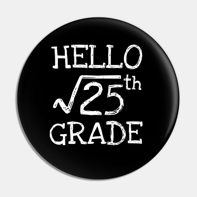 Hello 5th grade Square Root of 25 math Teacher Pin by Daimon