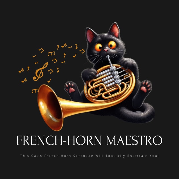 Funny Cat Playing French Horn French Horn Maestro by Positive Designer