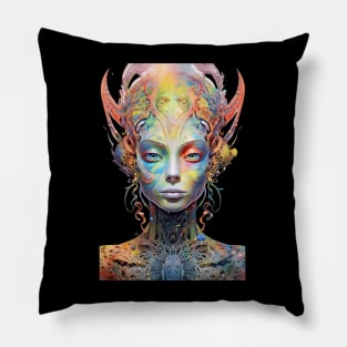 Psychedelic Alien Woman Pillow