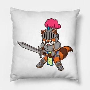 In Armor with Long Sword - Red Panda Pillow