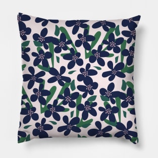 Abstract Blue Flowers Pattern Pillow