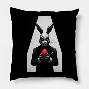 Dark bunny with red egg Pillow