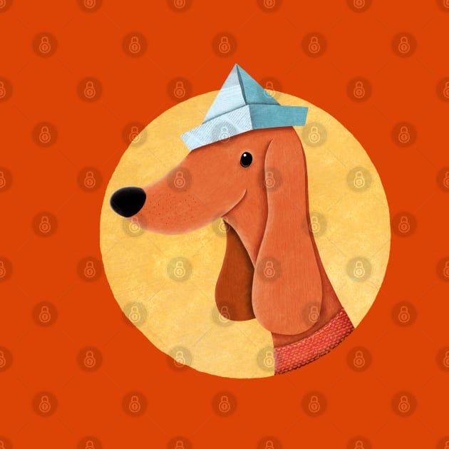 Dog With Newspaper Hat | Illustration by DrawingEggen