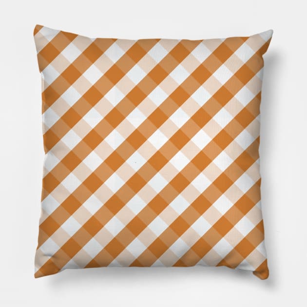 Terra Cotta Orange and White Check Gingham Plaid Pillow by squeakyricardo