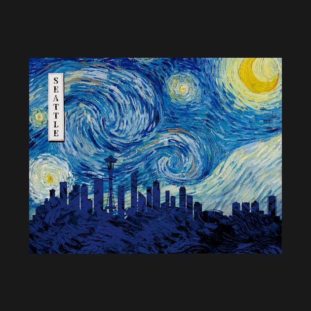 Seattle Starry Night Van Gogh by Ferrazi