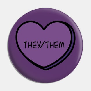 Pronoun They/Them Conversation Heart in Purple Pin