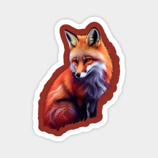 Fox with Vibrant Orange and White Fur Magnet