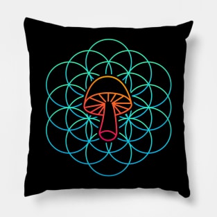 Psychedelic Sacred Geometry Mycology Mushroom Pillow