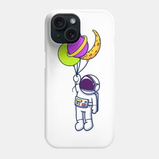 Astronaut Flying With Planet Balloons Phone Case