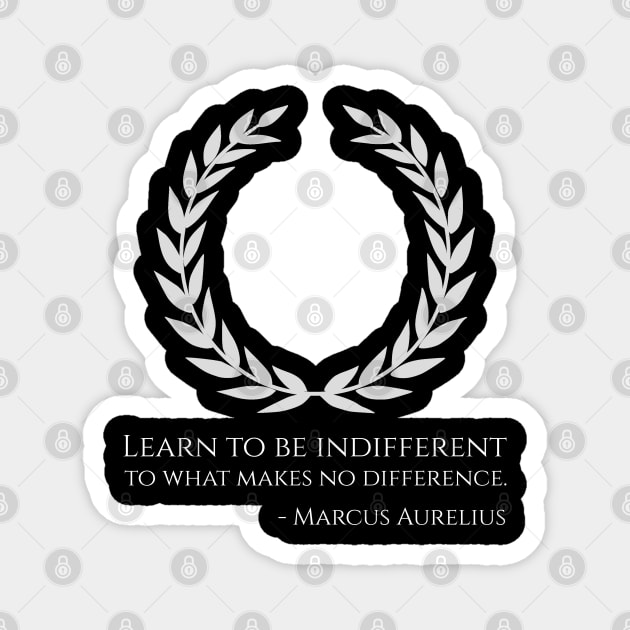 Classical Rome Stoic Philosophy Caesar Marcus Aurelius Quote - Learn to be indifferent to what makes no difference. Magnet by Styr Designs