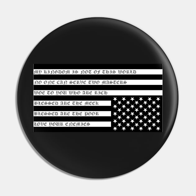 American Flag Christian Nation Black and White Pin by thecamphillips