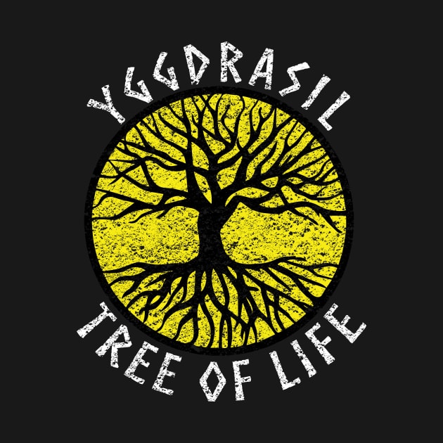 Tree of Life Yggdrasil Yellow Valhalla Vikings Grunge Distressed by vikki182@hotmail.co.uk