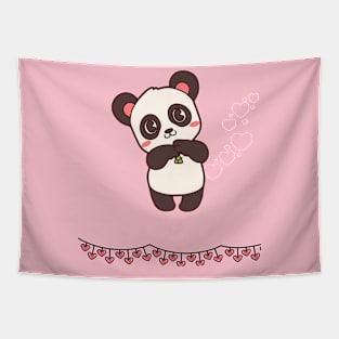 Adorable Panda Hug - Pink Deligh Tapestry