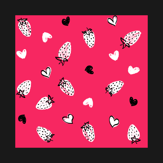 Hot Pink Strawberry Love by Carolina Díaz