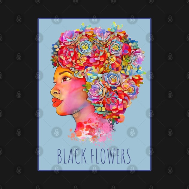 Black girl with floral hair, black lives matter, african american by Collagedream