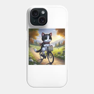 Cute cat on a bike Phone Case