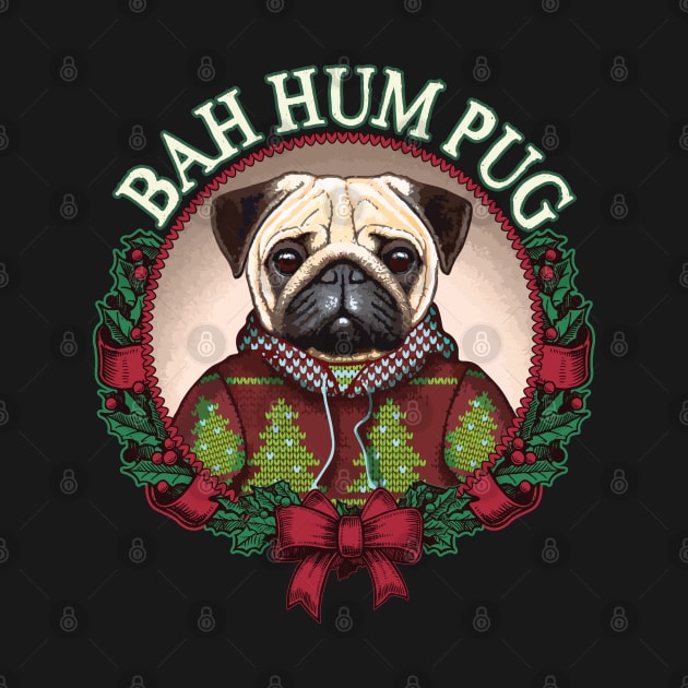 Bah Hum Pug Funny Christmas Pun for Pug Lovers by ghsp