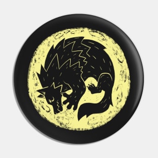 Woodcut Werewolf - Yellow Moon Pin