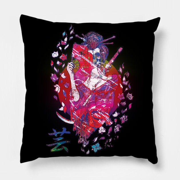 Dead Geisha Cyberpunk Pillow by Johan13