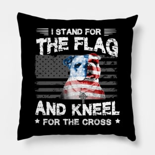 Bulldog Dog Stand For The Flag Kneel For Fallen Pillow