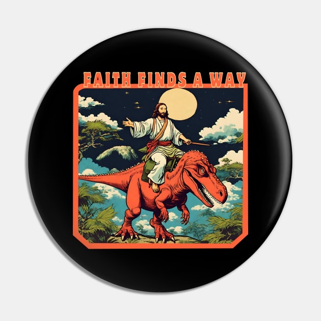 Jesus  Prehistoric Paradise Pin by Ilustradamus