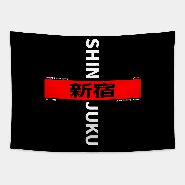 Shinjuku Prefecture, Japan, With Real Data Tapestry by bestcoolshirts