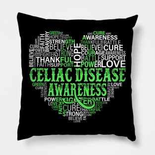 Celiac Disease Green Ribbon Awareness Support Pillow