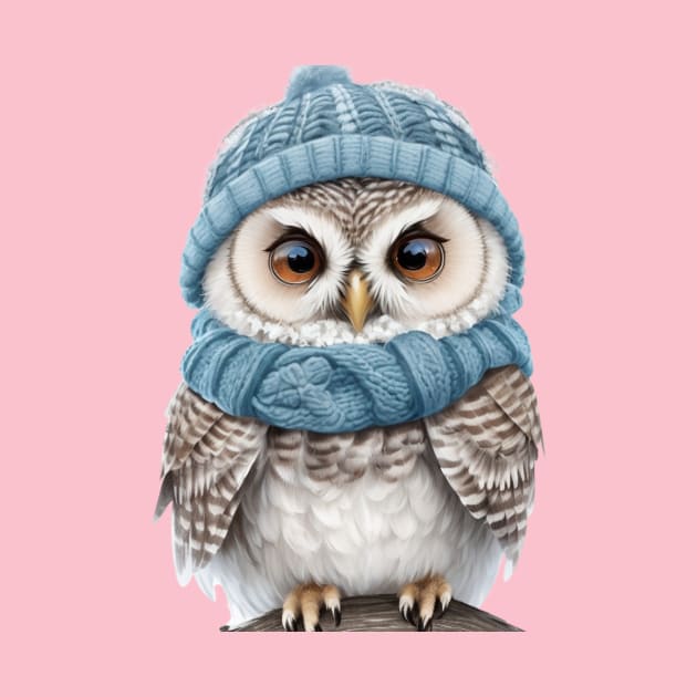 Winter Whimsy: Owl in Woolly Hat and Scarf by susiesue