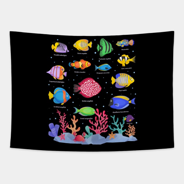 Tropical Fish Aquarium Pet animals Tapestry by Msafi