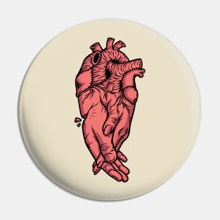 couple holding hands with heart organ Pin