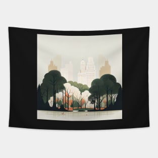 Central Park New York Illustration Tapestry