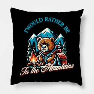 Grumpy bear would rather be in the mountains Pillow