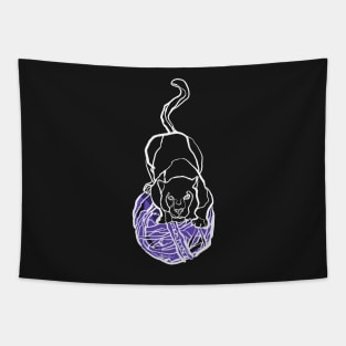 Single Line - Panther (White) Tapestry