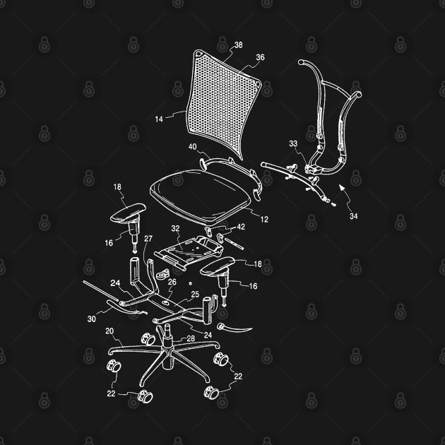 Office Rolling Chair Exploded No 1White by Arden Yara