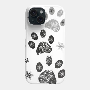 Paw prints with snowflakes Phone Case