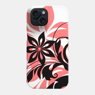 Salmon Black Floral Art Phone Case