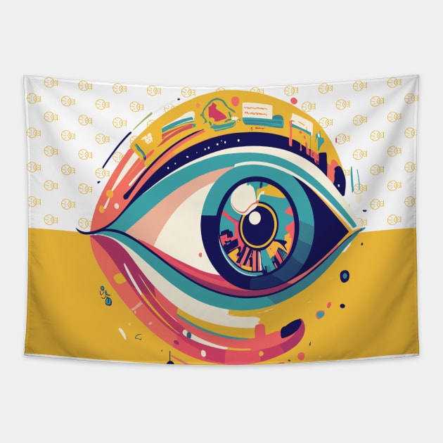 Ophthalmologist yellow background Brafdesign Tapestry by Brafdesign