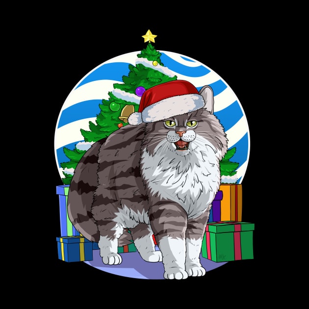 Norwegian Forest Cat Santa Christmas Gift by Noseking