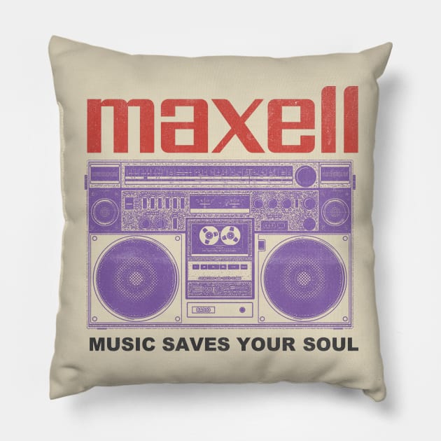 vintage retro 80s maxell Pillow by psninetynine