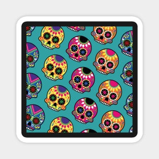 Sugar Skull Pattern Colorful Design, Artwork, Vector, Graphic Magnet