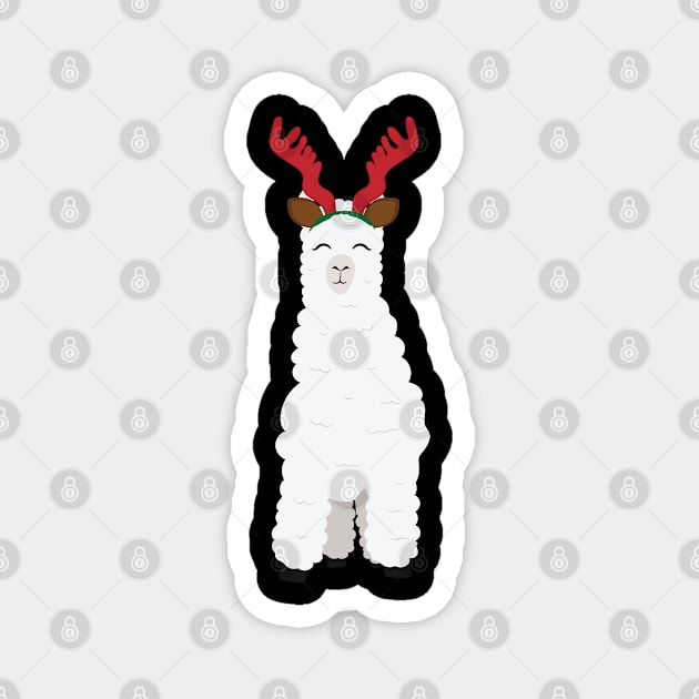 Llama with reindeer antlers Magnet by holidaystore