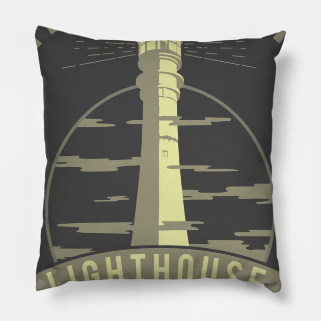 Innsmouth Lighthouse Pillow by stevethomasart