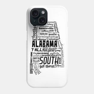 Alabama State Pride Word Cloud - Black Phone Case