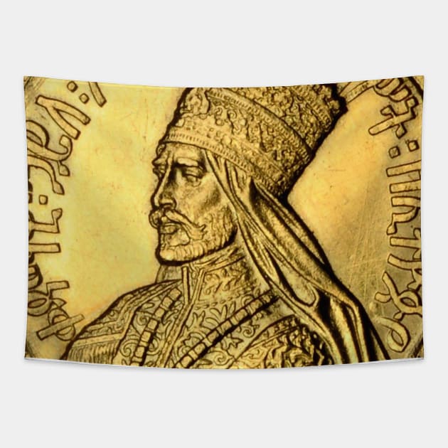 Emperor Selassie Gold Ethiopia Tapestry by rastaseed