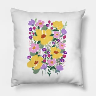 Abstract Wild Flowers Illustration Pillow