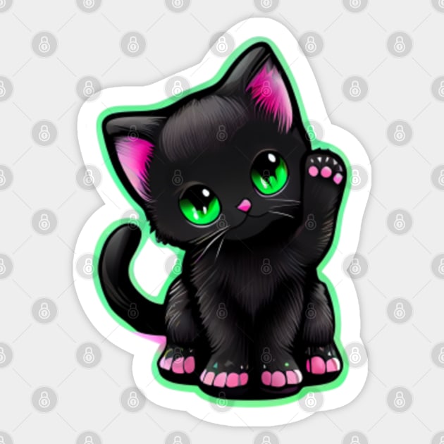 Simple Black Cat Sticker, HQ2, black cat, cute, adorable, illustration,  kitty cat, gift for kids, gift for cat lover, kitten, gift for kids